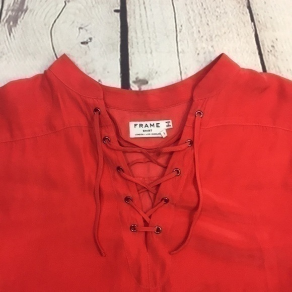 UEC Frame red silk shirt mini dress size small - Picture 9 of 14